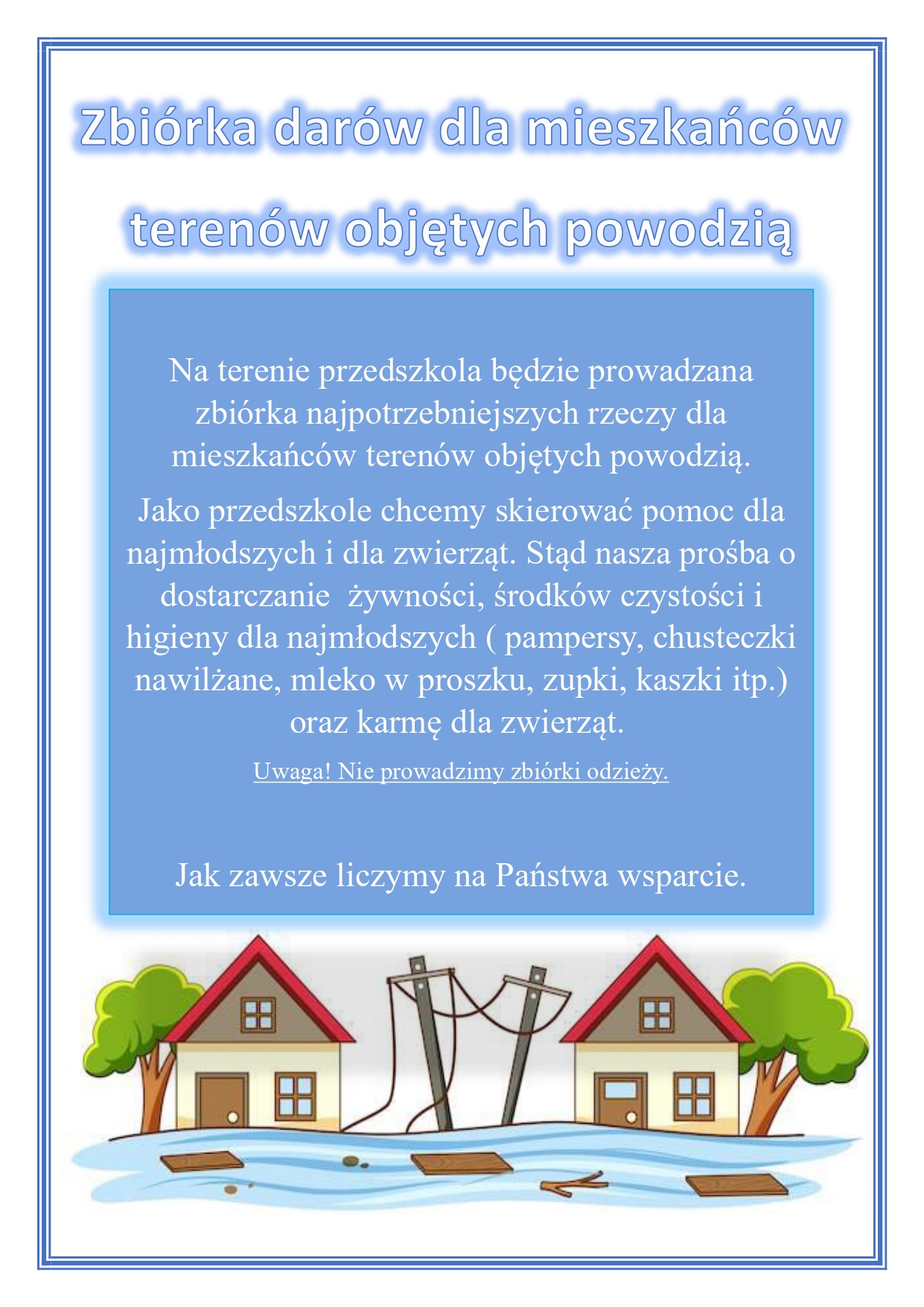 Ogłoszenie zbiórka darów page 0001